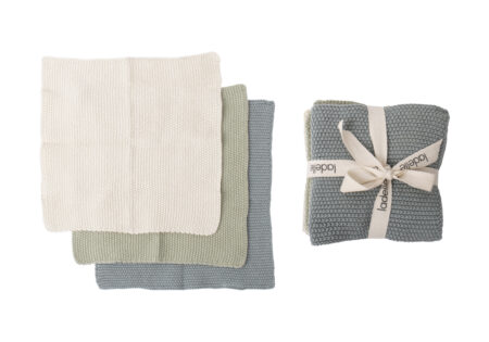Vaatdoeken Salie, set 3 stuks, 6 sets per omverpakking, Eco Knitted Ladelle